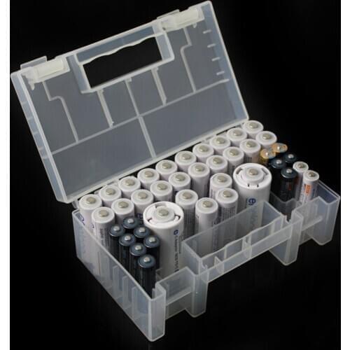 1PC 20/48Grid Battery Holder Case Organizer Container AAA Batteries Storage Box Holder Battery Hard Case Cover