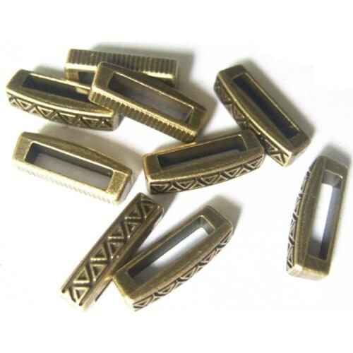 10pcs Antique Bronze Triangle Shaped Slider Spacers Beads 10mm Flat Leather Cord Jewelry Findings