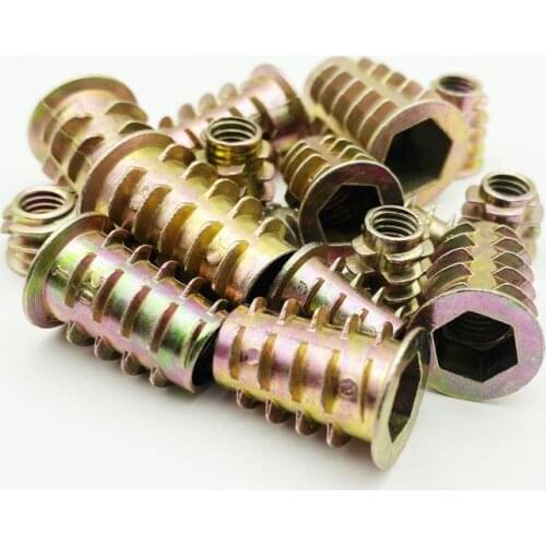 100/500/1000PCS M6 M8 M10 Zinc Alloy Iron Inside Carbon Steel Hex Socket Drive Insert Nuts Threaded For Wood Furniture