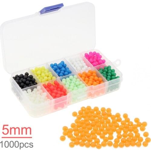 1000pcs 5mm Colorful Round Hard Luminous Fishing Beads Sea Fishing Lure Floating Float with Box for ocean fishing