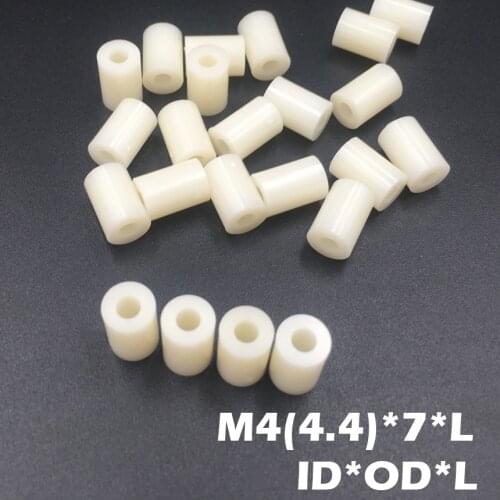 200pcs M4 4.2*7*28 4.2x7x28 4.2*7*30 4.2x7x30 ID*OD*L ABS Plastic Nylon Round Column Tube Insulation Shim Washer Standoff Spacer