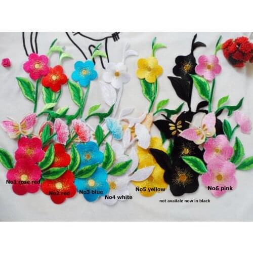 24*11 cm rose floral embroidery patches high quality lady dress lace motifs sew on and iron on lace applique for evening dress