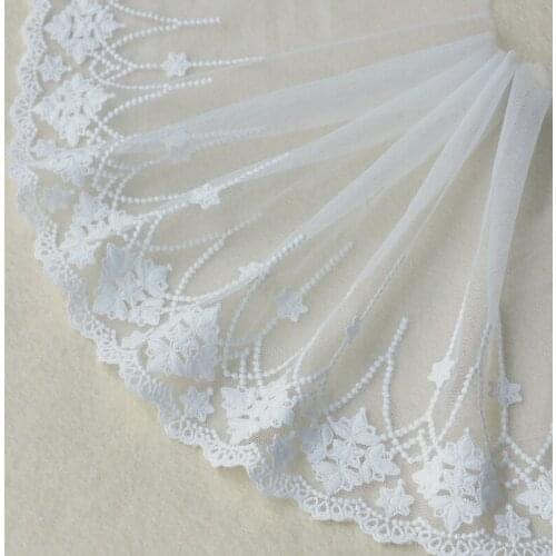 3meter/lot Wide 24CM white cotton lace trim embroidered fabric for sewing handmade sofa/dress hem accessories X216