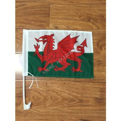 30x45CM Welsh Cymru window Car flag banner polyester Car decoration with flagpole Free Shipping