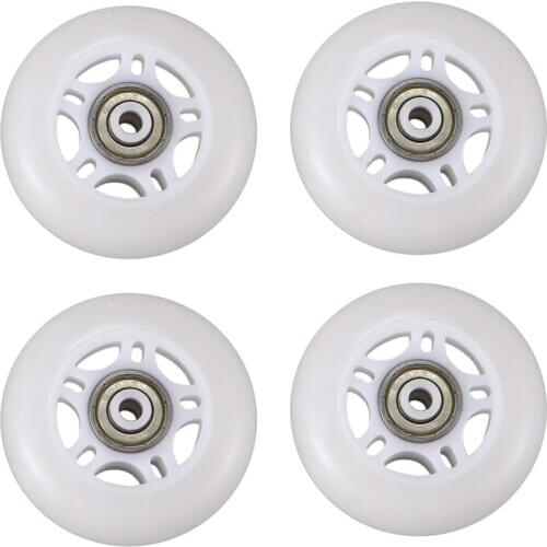 4 Pack Inline Skate Wheels Beginners Roller Blades Replacement Wheel with Bearings 70mm White