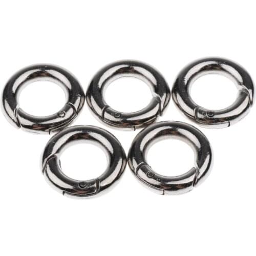 5x Round Push Gate Snap Open Hook Spring Ring Key Carabiner Camping 15-49mm