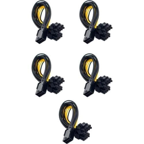 5Pcs/Lot PCI-E PCIE 8P Female to 2 Port Dual 8Pin 6+2P Male GPU Image Video Card Miner Power Extension Cable Cord