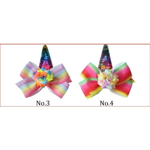 50 BLESSING Girl 4.5" Angel Wing Hair Bow Clip Rainbow Unicorn Pony Hairbow