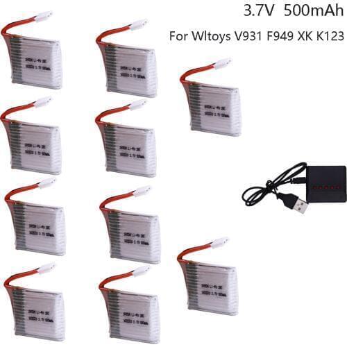 3.7V 500mAh 25C LiPo Battery with battery charger For Wltoys V931 F949 XK K123 6Ch RC Helicopter for WLtoys RC toys V931 F949