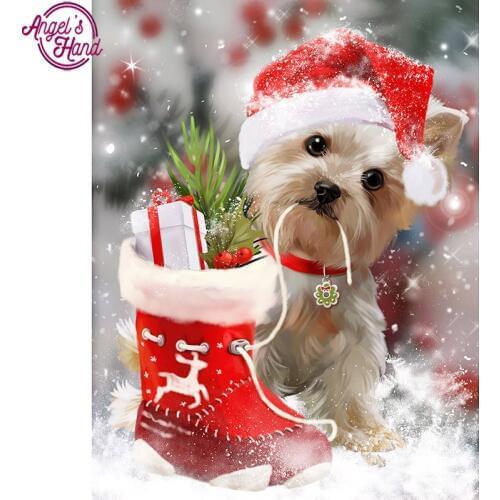 Full Drill Square Diamond 5D DIY Diamond Painting"Christmas gift dog"Diamond Embroidery Cross Stitch Rhinestone Mosaic Painting