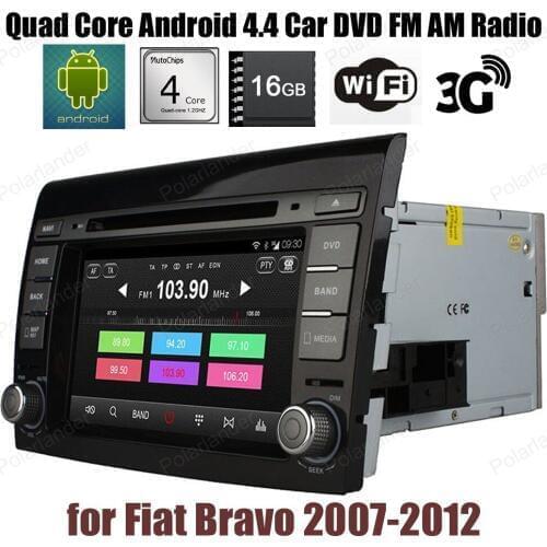 Android4.4 16G ROM Car DVD Quad Core touch screen radio For F/iat B/ravo 2007-2012 Support BT 3G WiFi DTV GPS DAB+ TPMS
