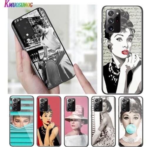 Bright Black Cover Audrey Hepburn for Samsung S20 Ultra Plus A91 A81 A71 A51 A41 A31 A21 A21S A11 5G Phone Case