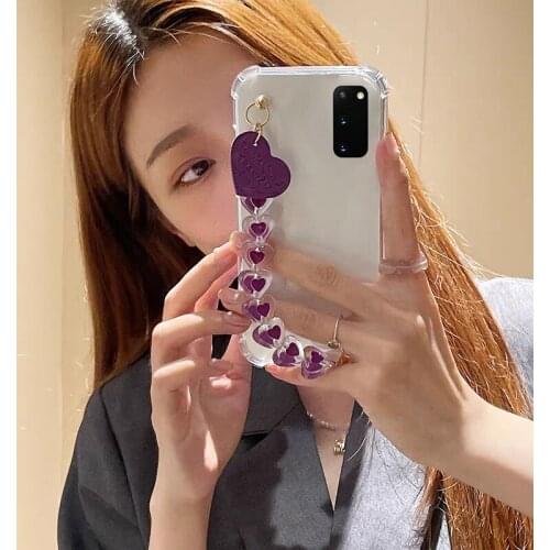 For Samsung A50 A51 A70 A71 A30 A31 A21S A20S A10S A32 A52 A72 Case Fashion Transparent Leather Love Bracelet Bumper Soft Cover