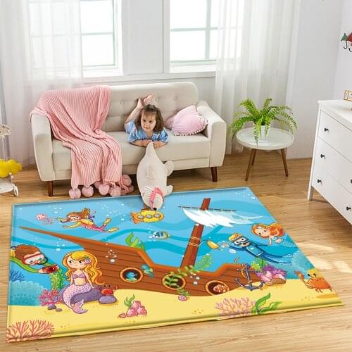 Sea World Animal Pattern Kids play carpet children Rug baby nursery crawling flannel Children durable non-slip floor carpet