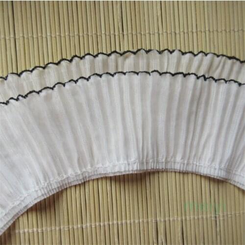 5 yards 80mm White Black Border Stretch Pleated Lace Ribbon Gathered Fabric Handmade DIY Wedding Dress Lace Trim Sewing Craft