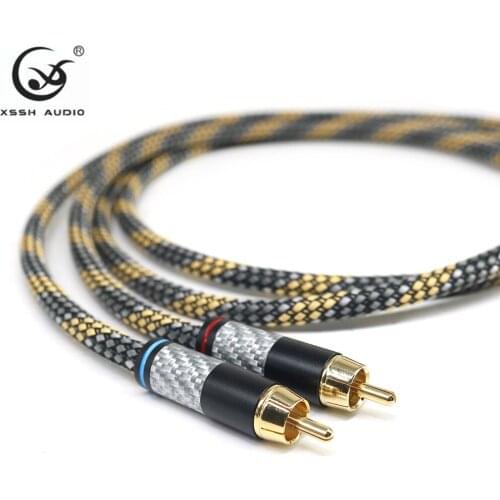 XSSH Hifi RCA Audio Signal Cable 4N OFC Silver Plated Audio Cable Male to Male Audio Cable 2RCA-2RCA Signal Cable