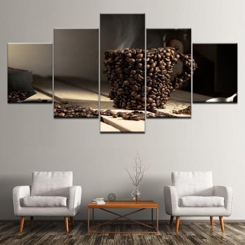Canvas Painting A coffee bean cup 5 Pieces Wall Art Painting Modular Wallpapers Poster Print for living room Home Decor