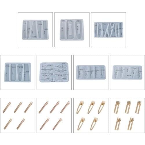 Crystal Epoxy Resin Mold Hair Clip Barrette Casting Silicone Mould DIY Crafts Jewelry Hairpin Making Tools