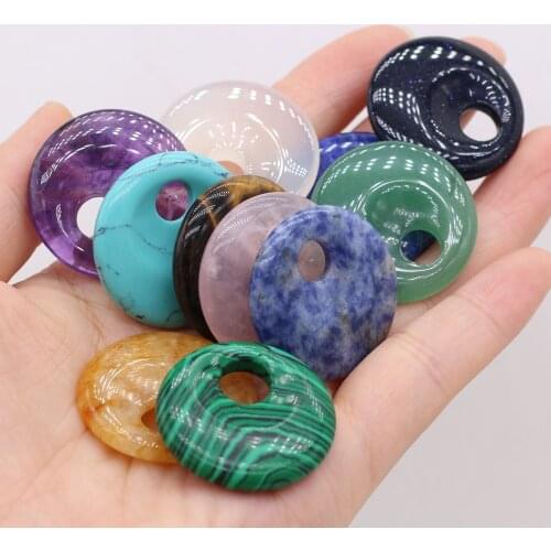 Natural Rose Quartzs Amethysts Beads Big Hole Round Shape Loose Beads For Making Jewelry DIY Necklace Bracelet Earrings 30mm