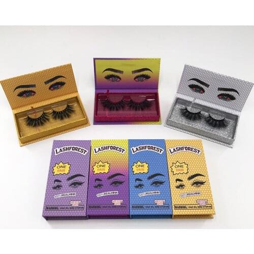 Wholesale Dramatic 25mm Mink Eyelashes Custom Logo Lashforest Magnetic Case Eyelash Packaging Box
