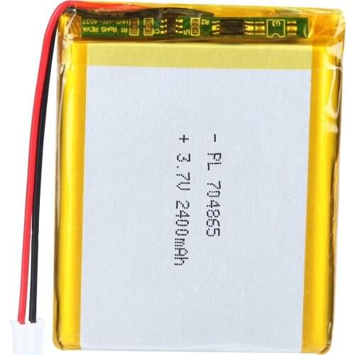 Mejuew 3.7V 2400mAh 704865 Rechargeable Lipo Battery with JST Connector