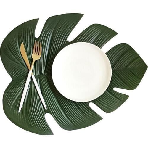 Placemat dining table Coasters Lotus Leaf Palm Leaf Simulation Plant Cup Coffee Table Mats Kitchen Waterproof Home Decor