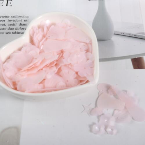 Transparent Matte Pink 30g/Lot Mixed Shapes pvc loose sequins Paillettes sewing Wedding Craft, Kids DIY Women Garment Accessory