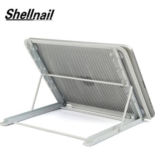 Shellnail Adjustable Laptop Stand Folding Cool Mesh Bracket Desktop Office Tablet For iPad Heat Reduction Holder Mount Support