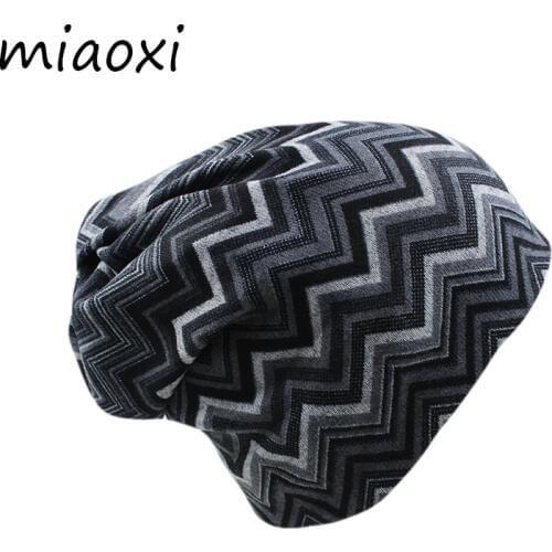 Miaoxi New High Quality Girls Hat Caps Striped Spring Autumn Beanies Caps Warm Scarf Fit Lady Skullies Think Gorros Sale