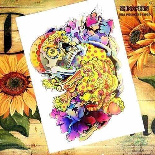 SHNAPIGN Gold brave Temporary Tattoo Body Art Flash Tattoo Stickers 12*20cm Waterproof Henna Styling Home Decor Wall Sticker