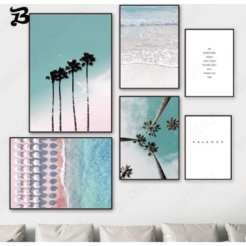 Modern Seascape Painting Blue Sea and Beach Wall Art Canvas Painting Nordic Poster and Prints Wall Picture for Living Room Decor