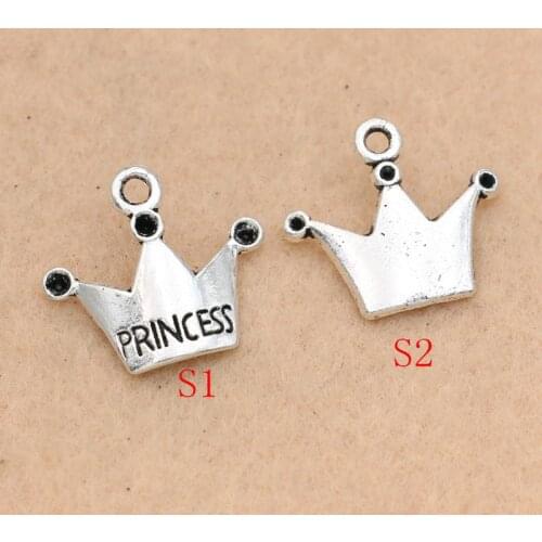 10pcs Tibetan Silver Plated Crown Princess Charms Pendants Jewelry Making Diy Charm Handmade Crafts 17x18mm
