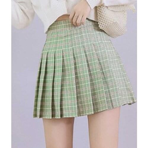 Casual Plaid Pleated Skirt Women School Girl Cosplay Uniform Harajuku High Waist Zipper Tennis Mini Skirts Kawaii Korean Clothes