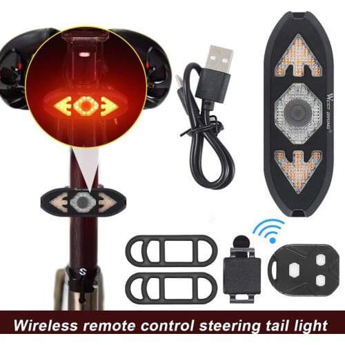 5 Modes Bike Tail Light Turn Signals Wireless Remote Control Mountain Bike Tail Light Waterproof Bicycle Flashing Headlight