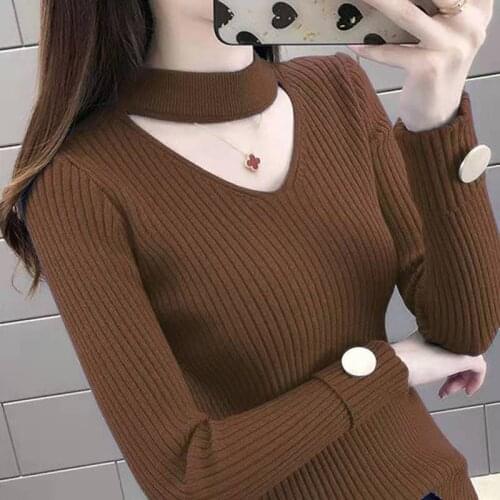 Slim Ladies Sweater New 2021 Autumn Winter Knitted Cotton Sweaters Hollow Out Elegant Womens Turtleneck Oversize Coffee Tops