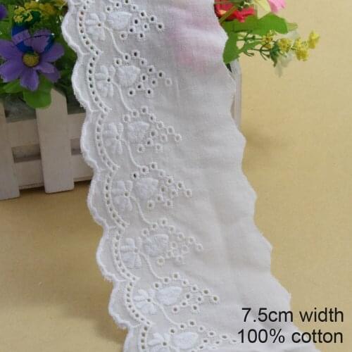 10yards 7.5cm wide 100% Cotton embroid lace sewing ribbon guipure trim wedding lace DIY Garment Accessories african lace#3991
