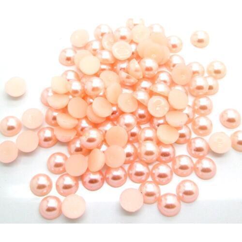 1000Pcs 7mm Light Pink Half Roud Pearl Beads FlatBack Scrapbook Craft Cabochon Kawaii DIY Embellishments Accessories