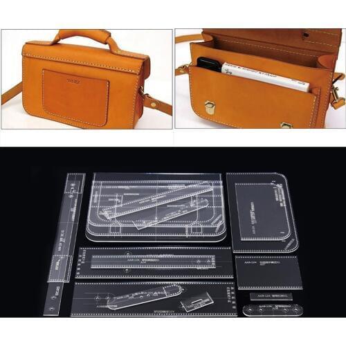 17 Pieces Leather Craft Acrylic Shoulder Bag Handbag Pattern Stencil Templates DIY