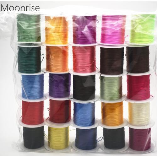 25Rolls/lot 1mm*0.3mm Multi-color Elastic Beading Line Cord Thread String For DIY Bracelet Jewelry Making 10m/roll HK037