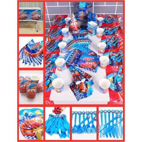 82pcs/set Cartoon Cars Party Supplies Tableware Plate Cup Tablecloth Napkin Birthday Party Decoration For Kids