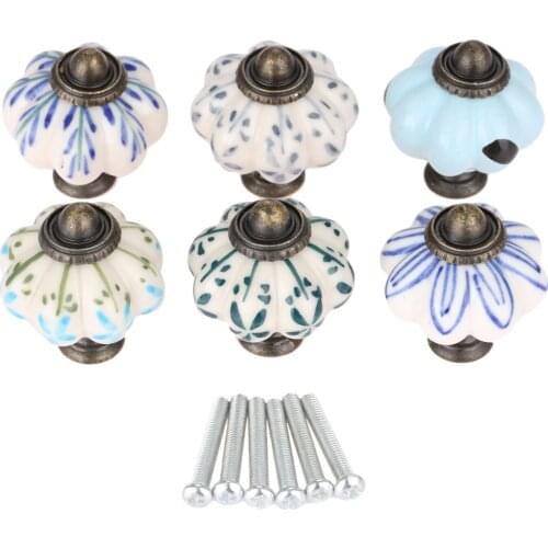 Antique Ceramic Pumpkin Cabinet Handle Knobs Classical Furniture Handles Door Knob Drawer Cupboard Kitchen Pull Handle 38*33mm