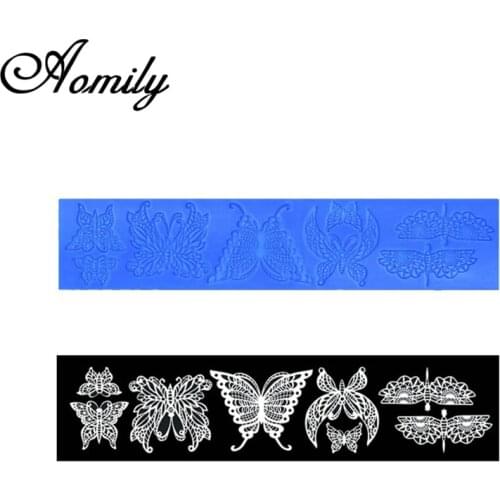 Aomily Lace Butterfly Wedding Cake Silicone Beautiful Lace Fondant Mold Mousse Sugarcraft Icing Mat Pad Pastry Baking Tool
