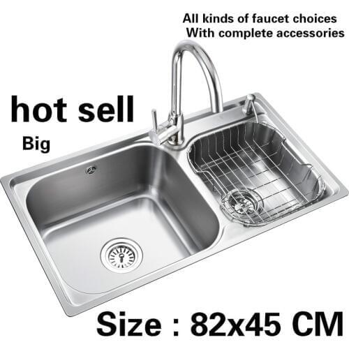 Free shipping Fashion big kitchen sink 304 stainless steel standard double groove hot sell 82x45 CM