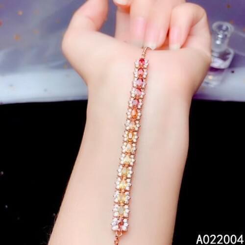 KJJEAXCMY Fine Jewelry 925 Sterling Silver inlaid colored sapphire women hand bracelet fashion support detection