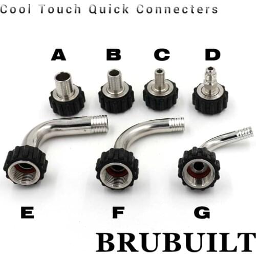 Cool Touch Quick Connectors 1/2" BSP 304 Stainless Steel Silicone Grip Food Grade O-ring Homebrew Pipe Pump Fitting