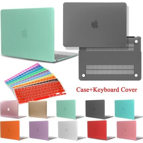 Laptop Case for Apple MacBook Air 13/11 Inch/Pro 13/15 Inch Solid Color Protective Shell + Keyboard Cover
