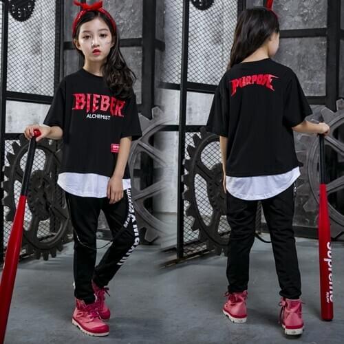Kids Cool Hip Hop T Shirt Clothing for Girls Boys Sweatshirt Tops Jogger Pants Jazz Dance Costumes Ballroom Stage Dancing Outfit