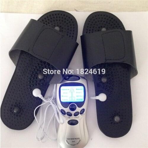 Health Care Electric Pulse Tens Physic Therapy Body Massager Muscle Acupuncture Pain Relax Massage + Electrode Foot Slippers