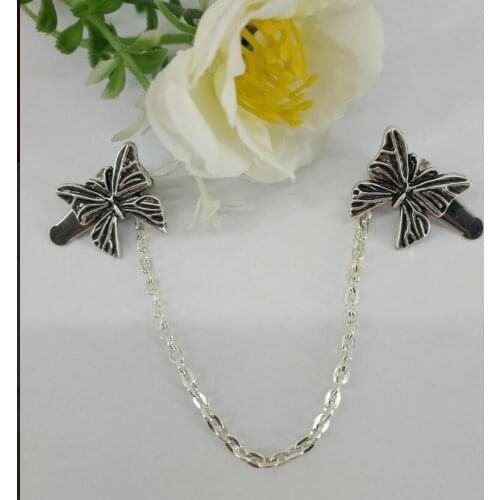 European and American butterfly sweater clip pair of ancient silver shawl buckle anti-light cardigan clip