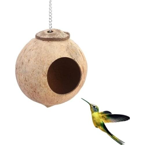 Parrot Nest Natural Coconut Shell House Cage Feeder Parakeet Birds Squirrel Hamster Toys Pet BreedDecoration Supplies Pendant